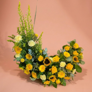 Halve krans voor Urne geel