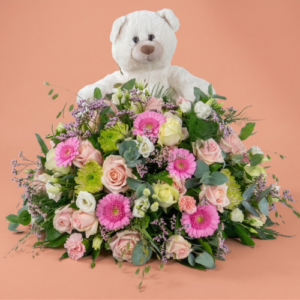 Biedermeier Pastel met beer 40cm